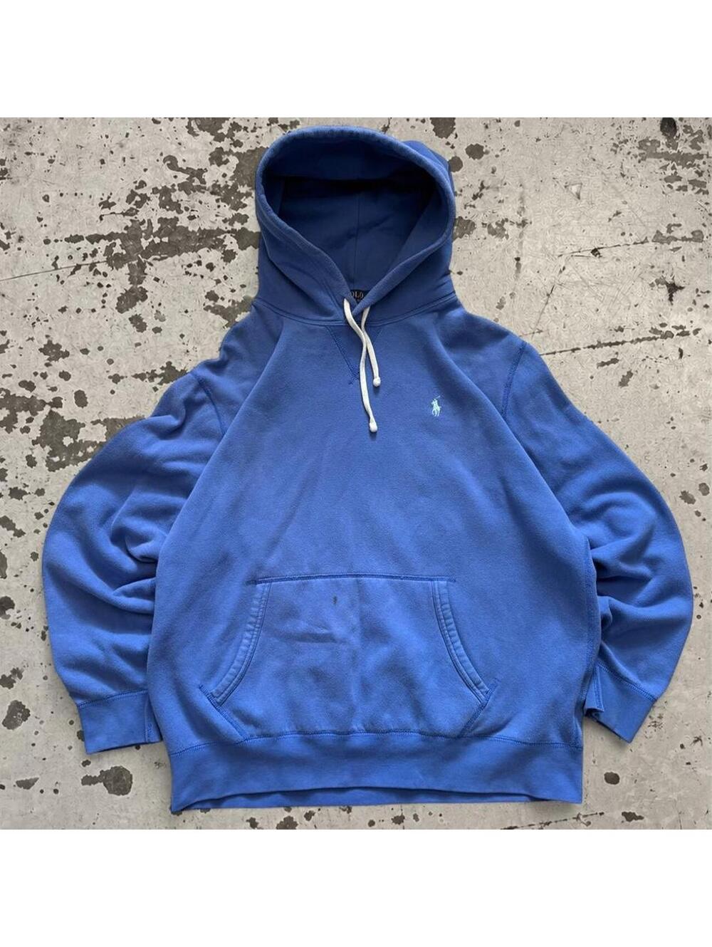 Mens Polo Ralph Lauren Blue Cotton Hoodie Size XL